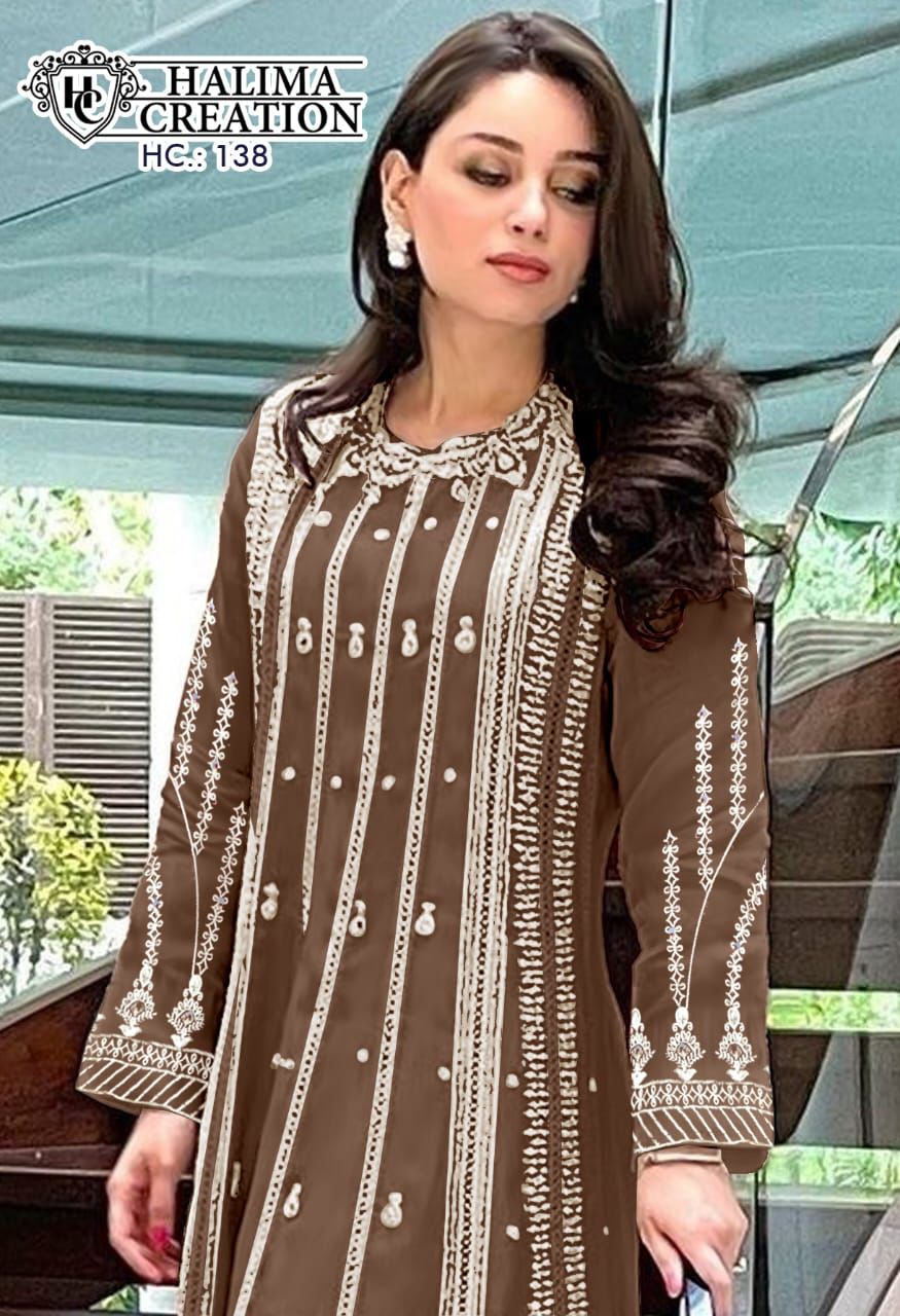 138-New Halima Creation Fox Georgette Pakistani Readymade Suits