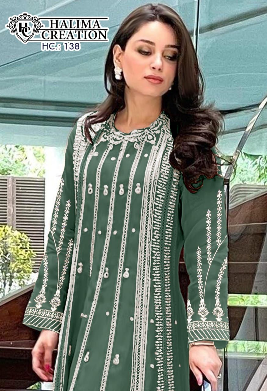 138-New Halima Creation Fox Georgette Pakistani Readymade Suits