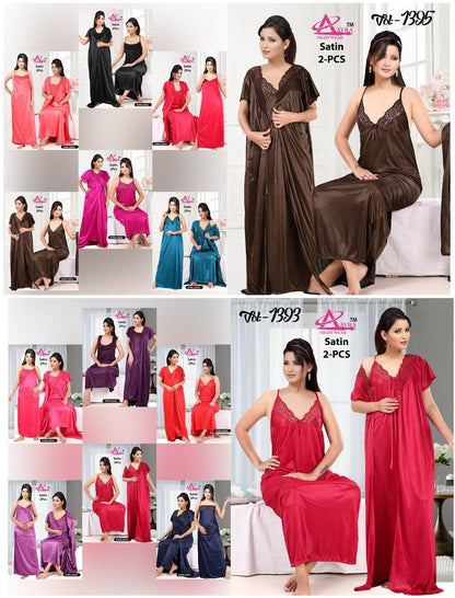 1395-1393 Aayra Satin Night Gowns