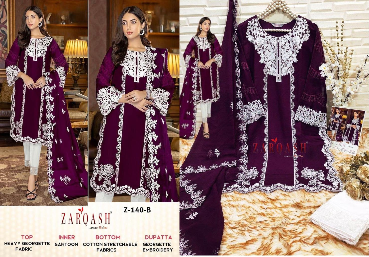 140 Colors Zarqash Georgette Pakistani Readymade Suits