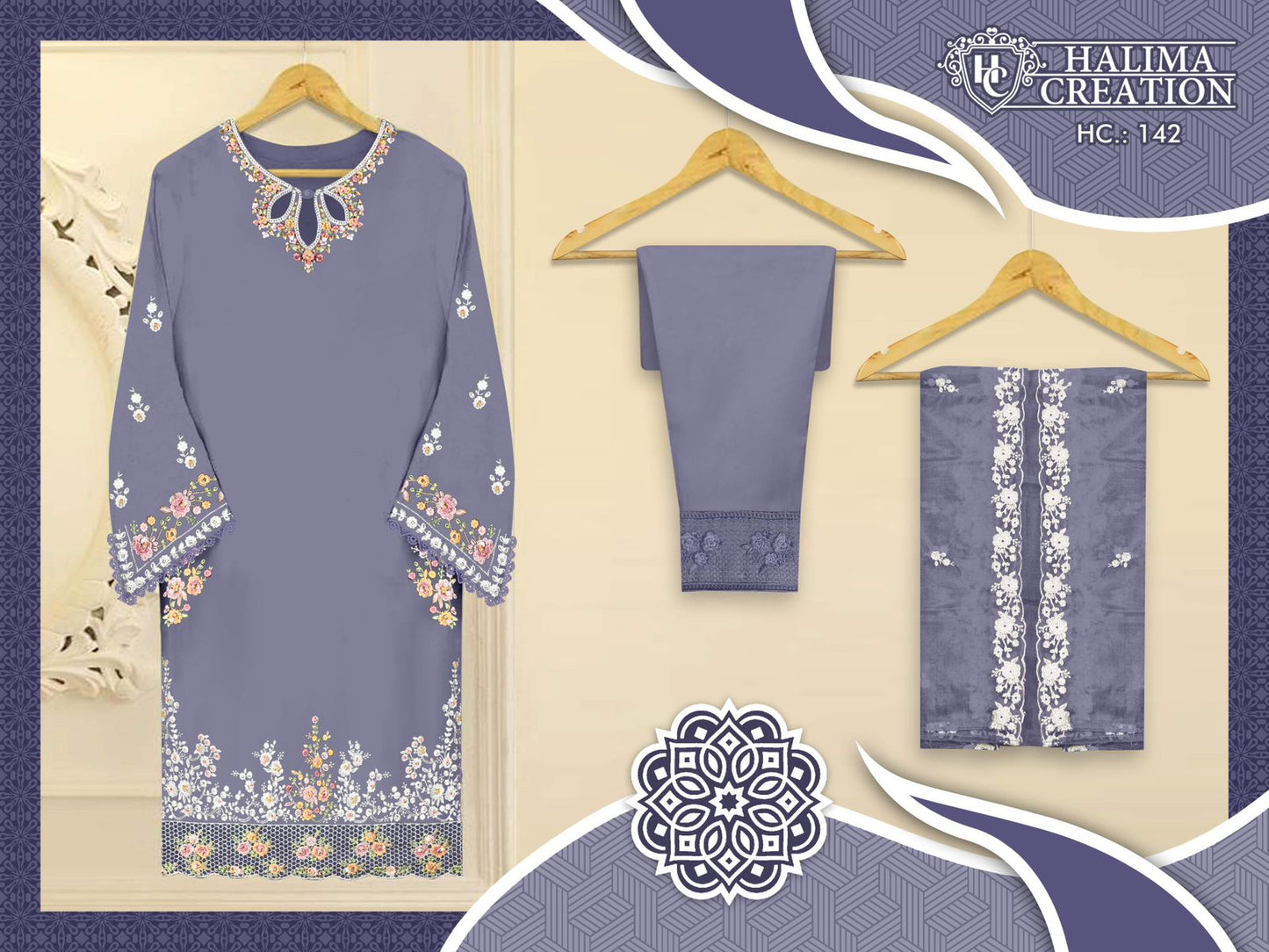 142 Halima Creation Viscose Organza Pakistani Readymade Suits