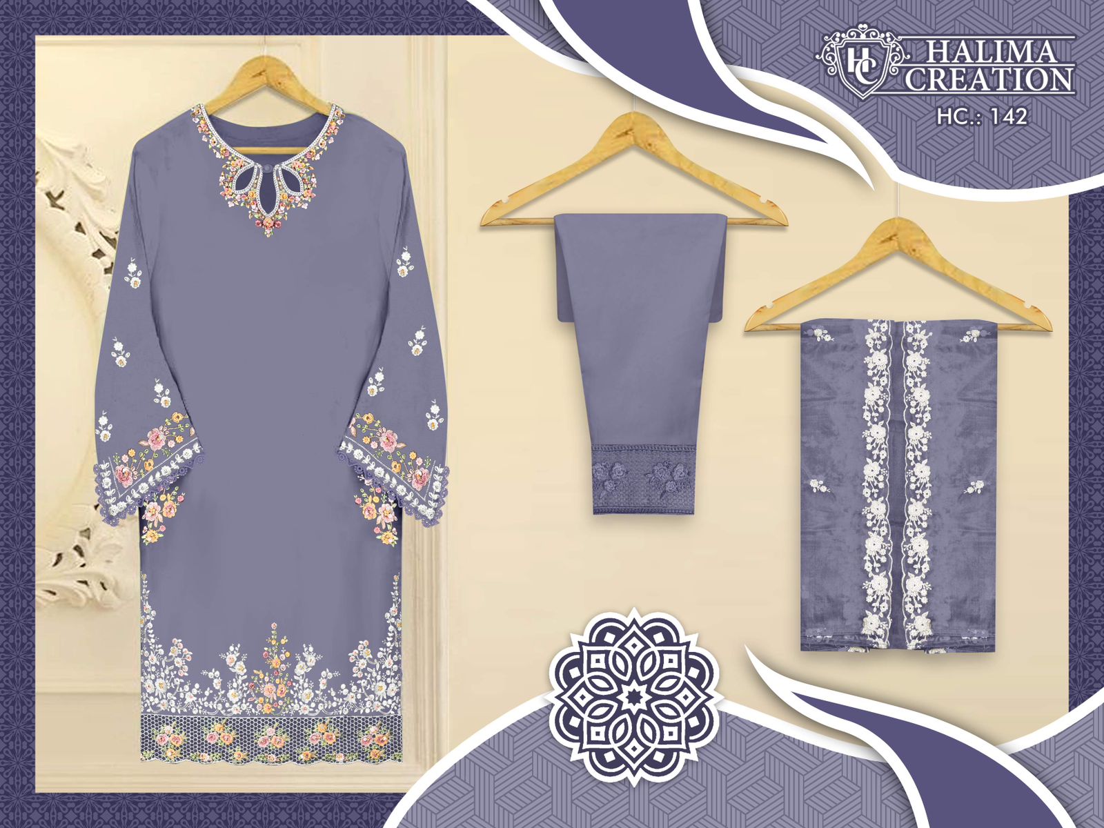 142 Halima Creation Viscose Organza Pakistani Readymade Suits