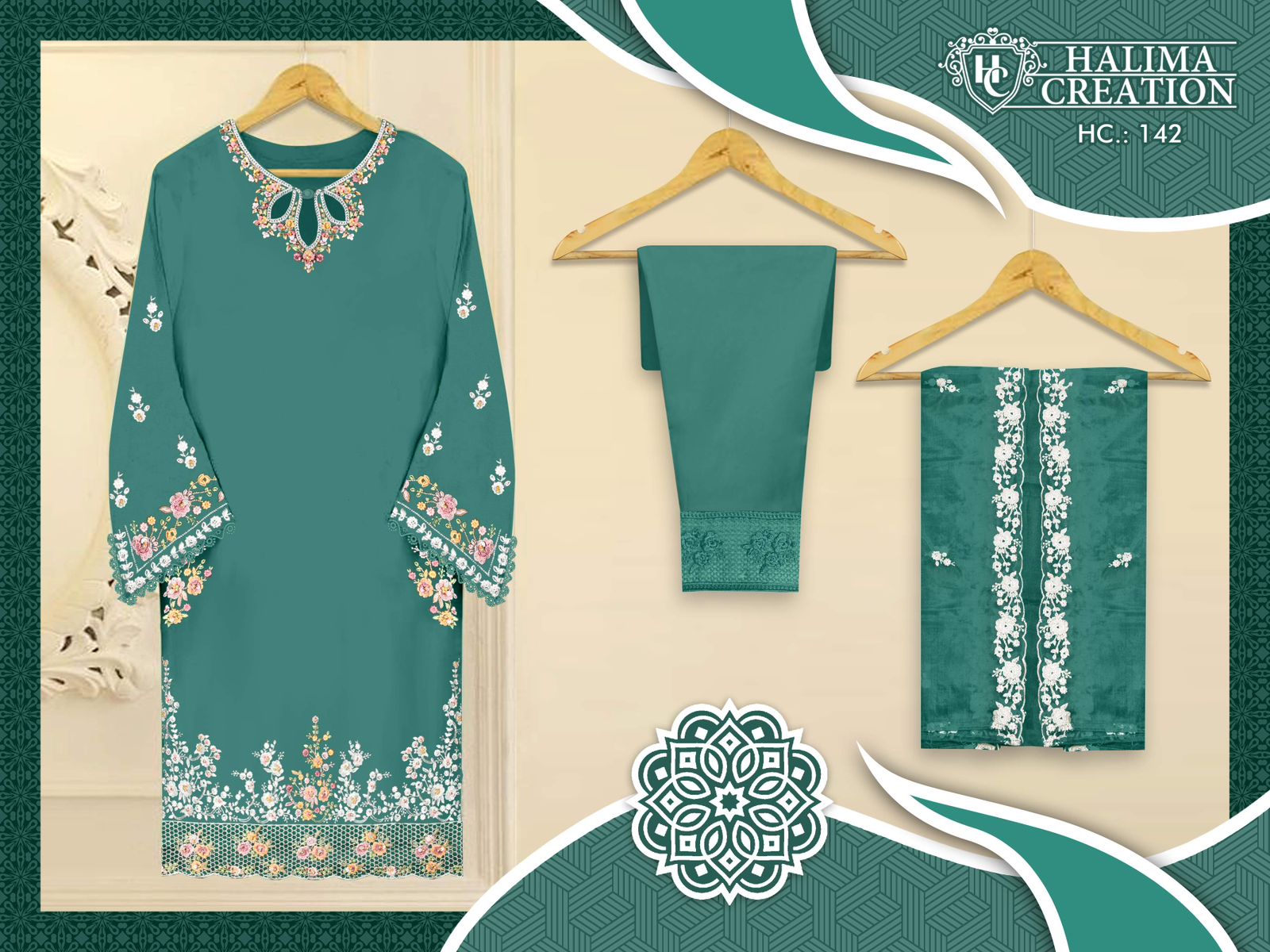 142 Halima Creation Viscose Organza Pakistani Readymade Suits