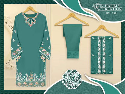 142 Halima Creation Viscose Organza Pakistani Readymade Suits