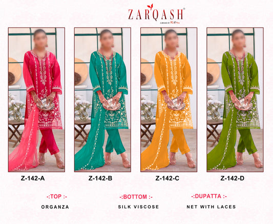 142 Zarqash Organza Pakistani Readymade Suits