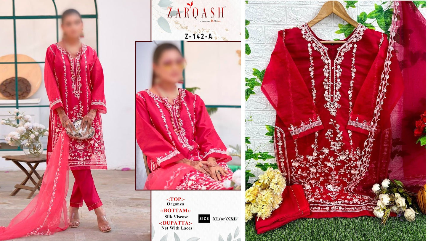 142 Zarqash Organza Pakistani Readymade Suits