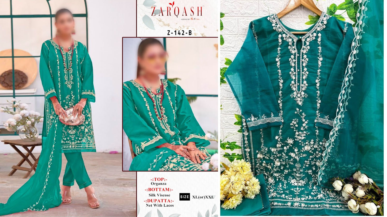 142 Zarqash Organza Pakistani Readymade Suits