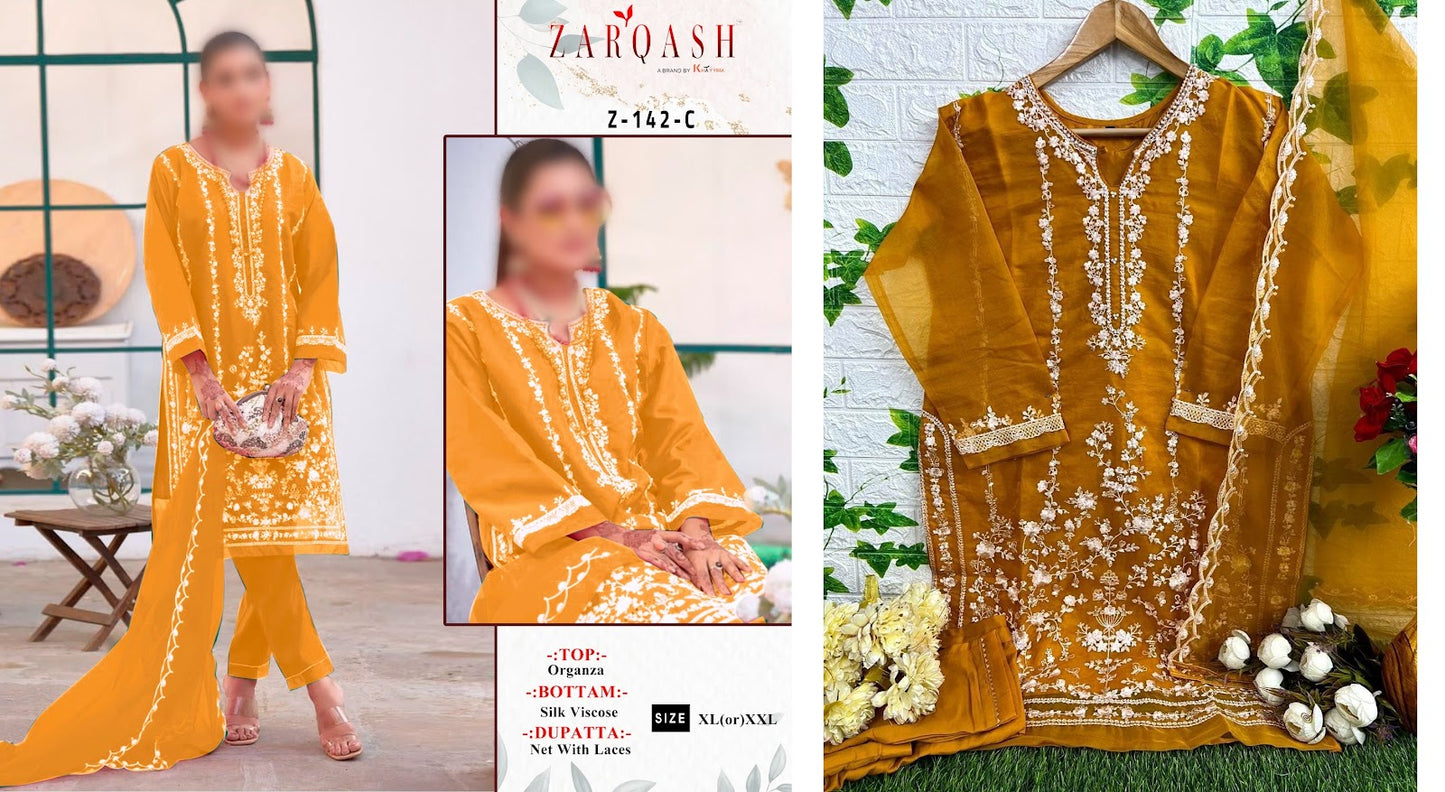 142 Zarqash Organza Pakistani Readymade Suits