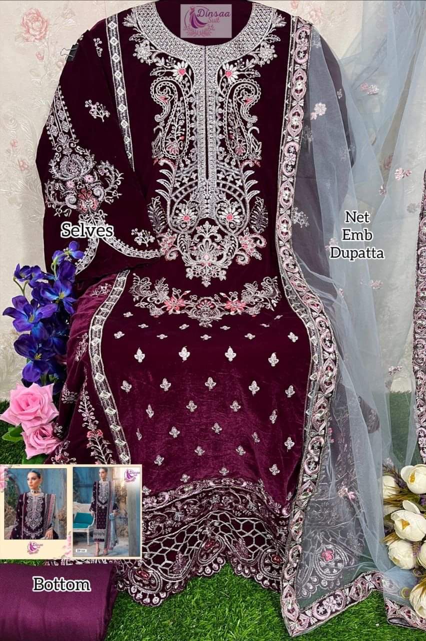 144 N 145 Dinsaa Suit Velvet Pakistani Salwar Suits