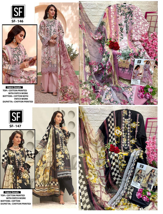 146-147 Sf Fashion Cotton Pakistani Patch Work Suits