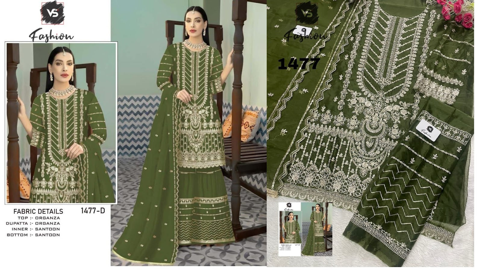 1477 Vs Fashion Organza Pakistani Salwar Suits