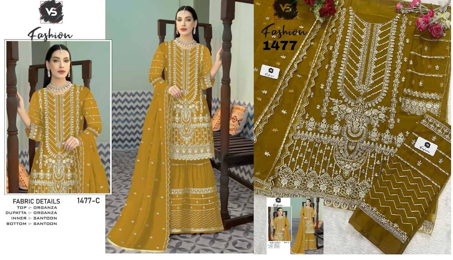 1477 Vs Fashion Organza Pakistani Salwar Suits
