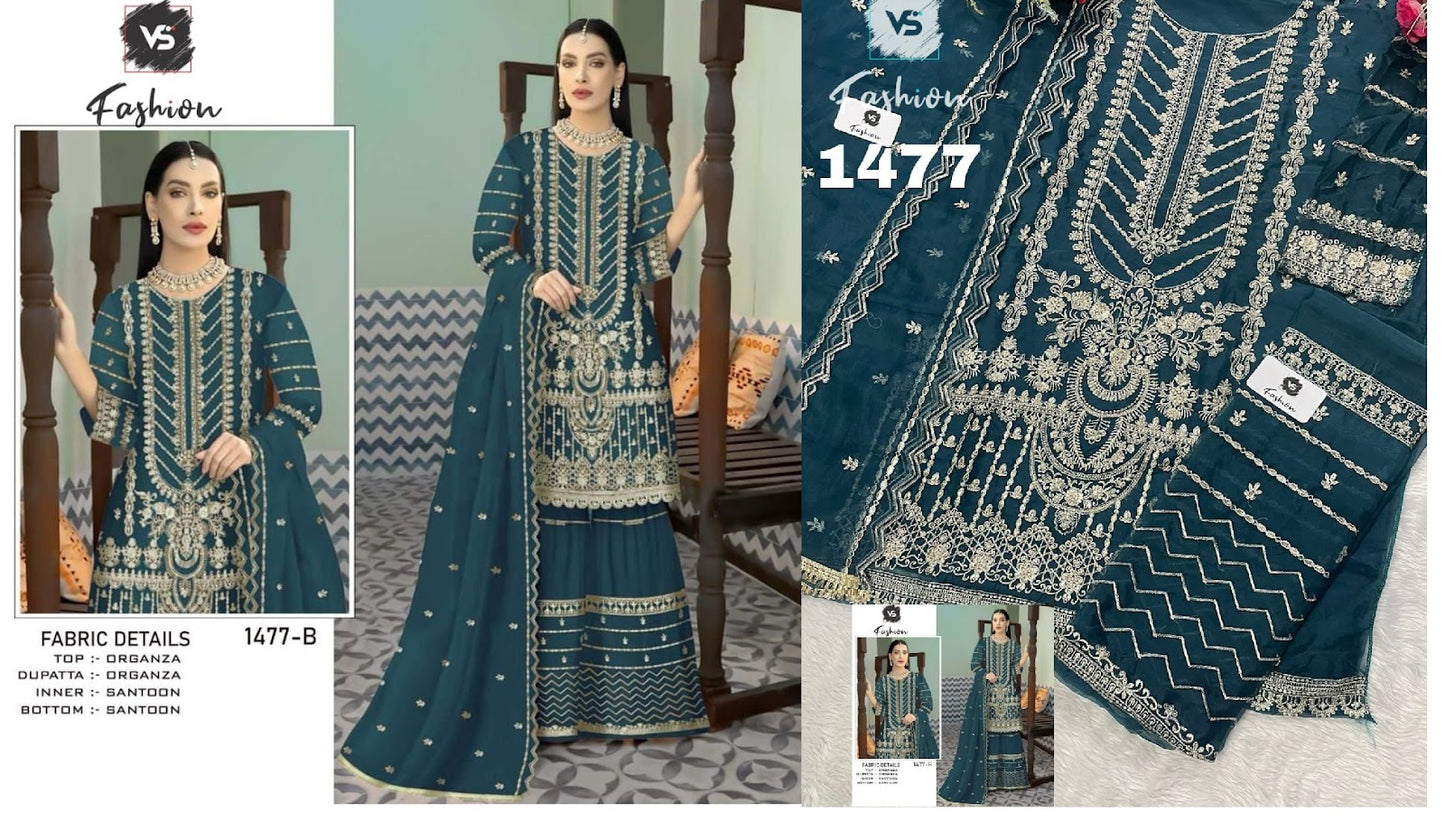 1477 Vs Fashion Organza Pakistani Salwar Suits