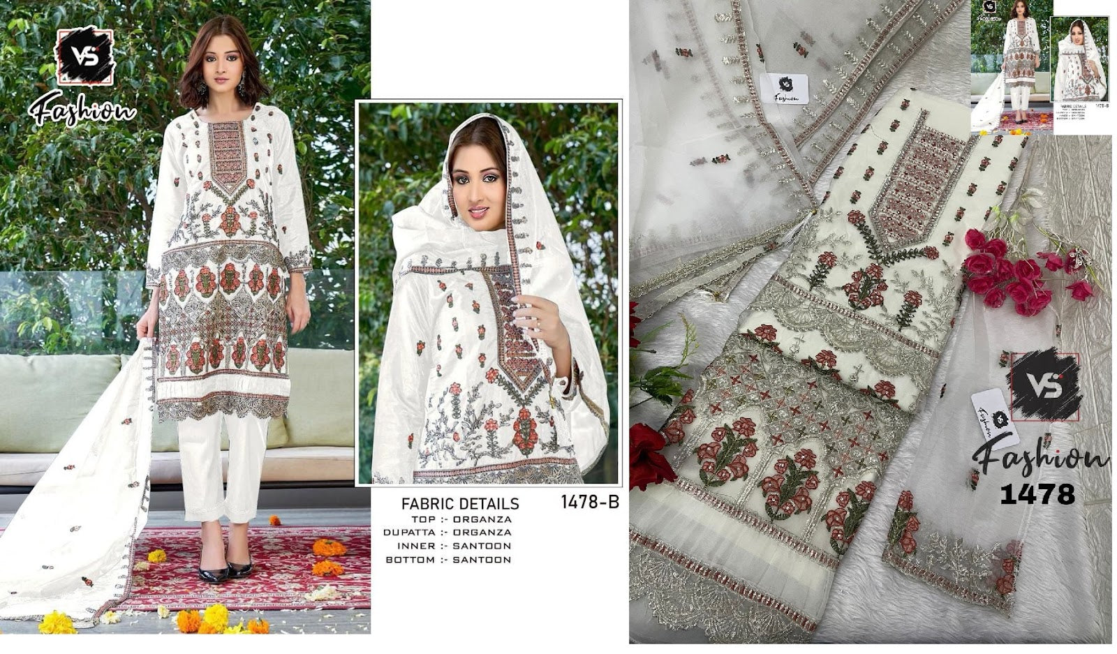 1478 Vs Fashion Organza Pakistani Salwar Suits