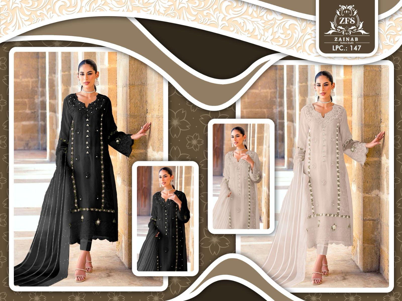 147 Zainab Fashion Studio Georgette Pakistani Readymade Suits