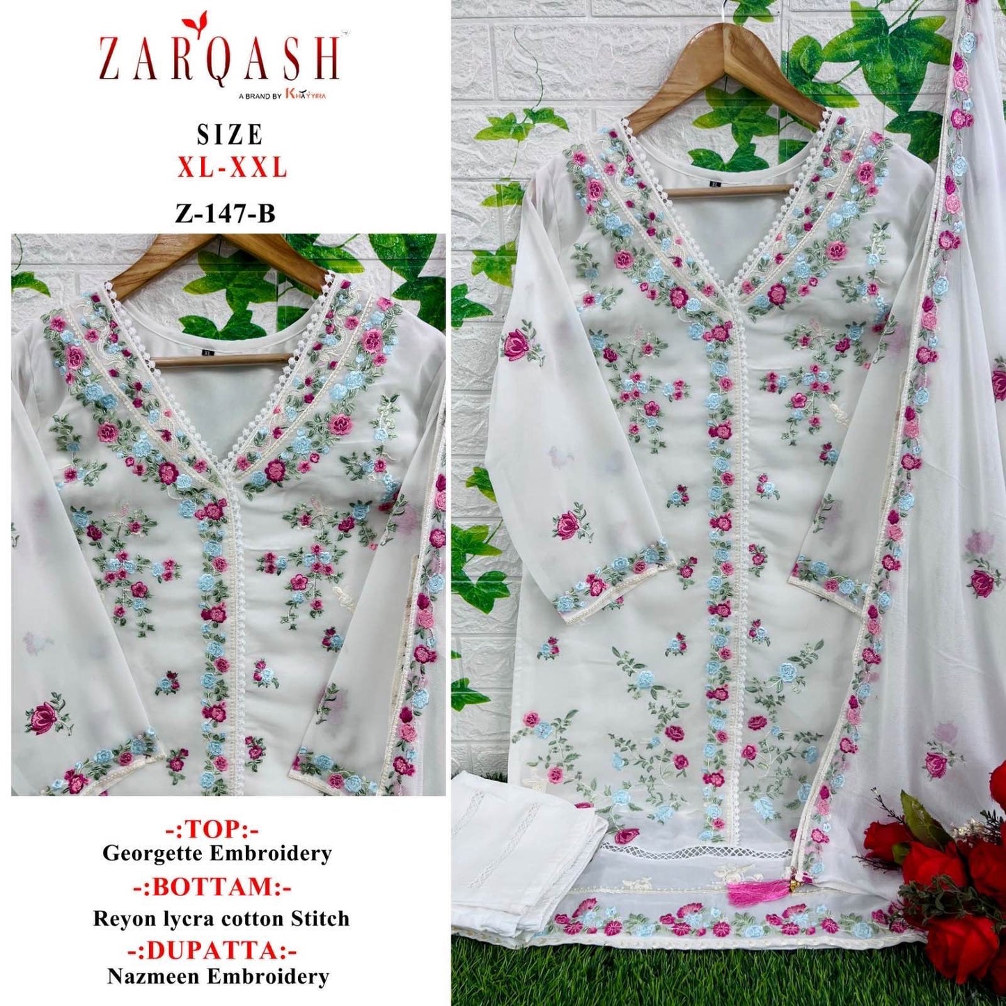 147 Zarqash Fox Georgette Pakistani Readymade Suits