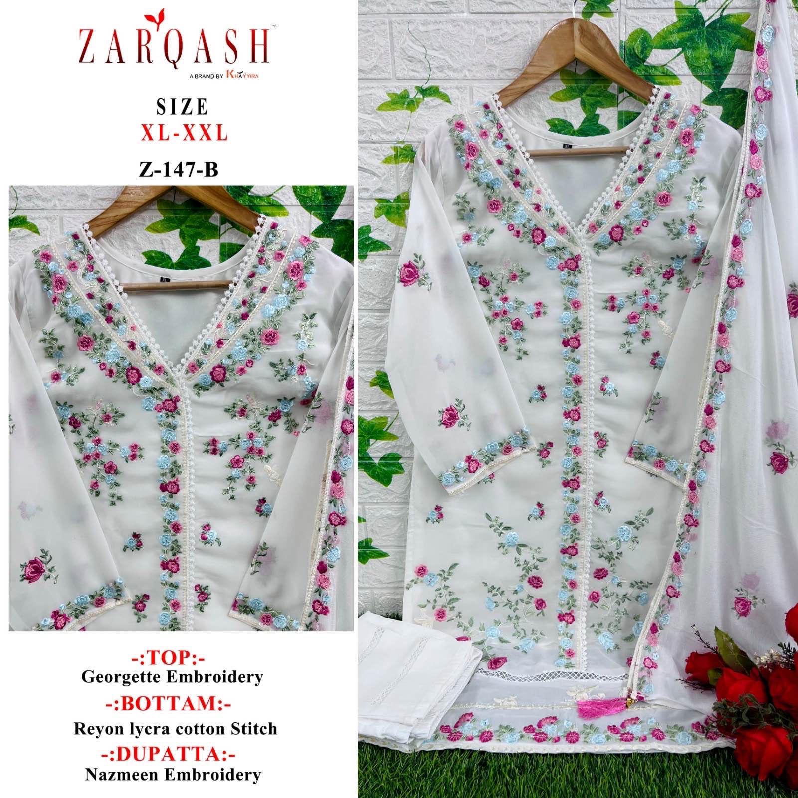 147 Zarqash Fox Georgette Pakistani Readymade Suits
