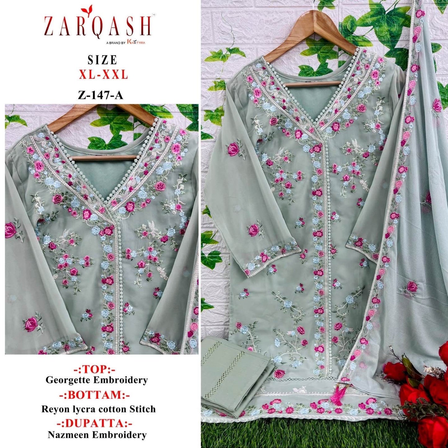 147 Zarqash Fox Georgette Pakistani Readymade Suits