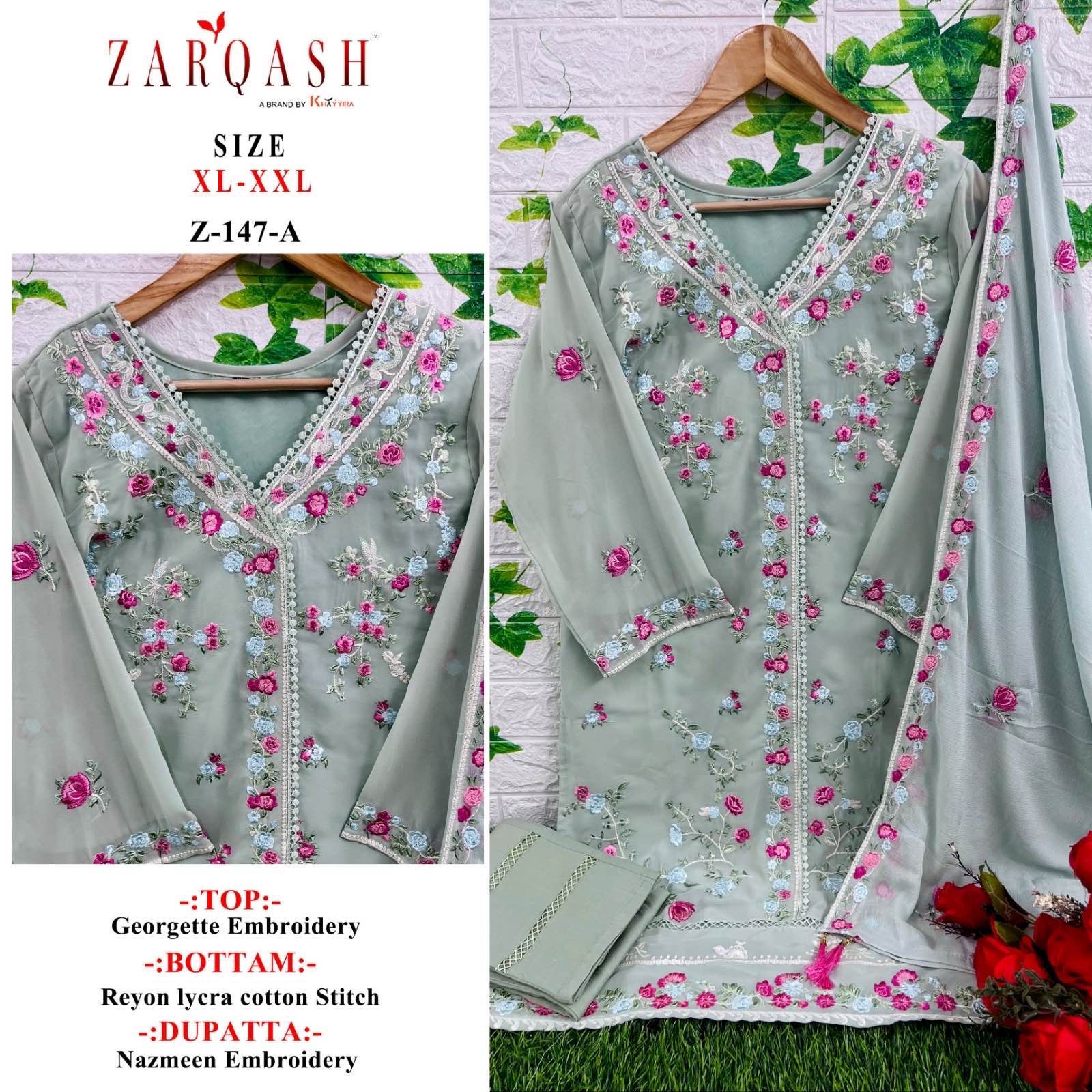 147 Zarqash Fox Georgette Pakistani Readymade Suits
