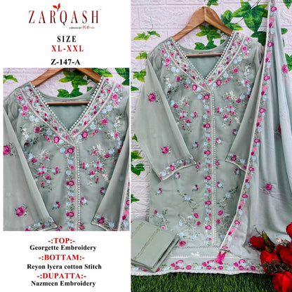 147 Zarqash Fox Georgette Pakistani Readymade Suits