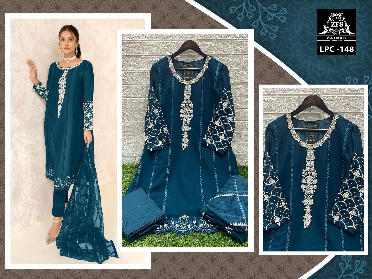 148 Zainab Fashion Studio Georgette Pakistani Readymade Suits
