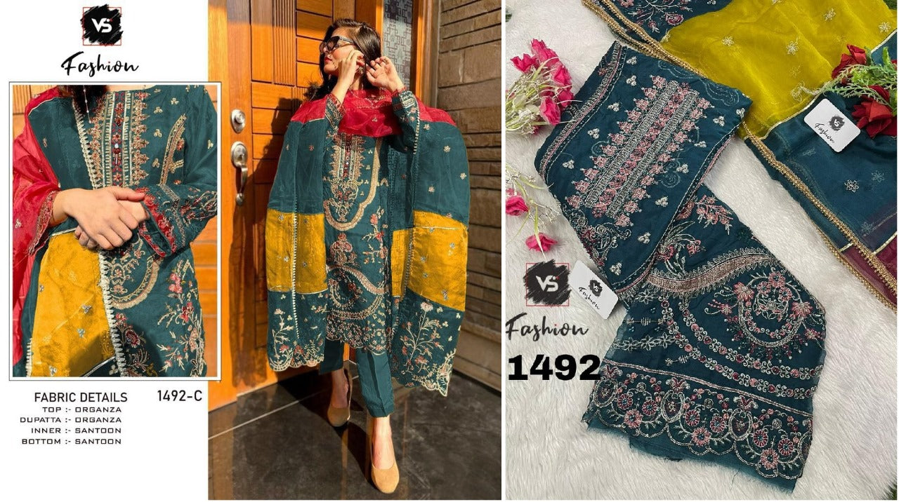 1492 Vs Fashion Organza Pakistani Salwar Suits