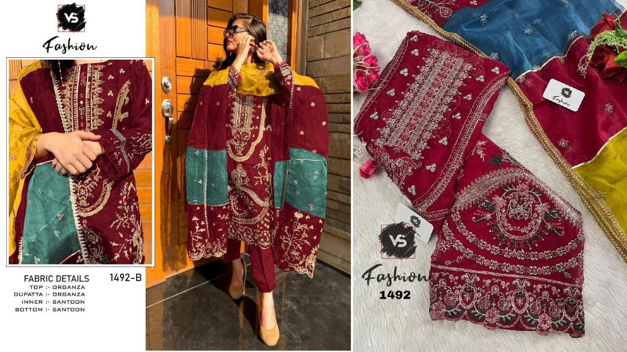 1492 Vs Fashion Organza Pakistani Salwar Suits