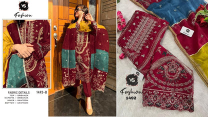 1492 Vs Fashion Organza Pakistani Salwar Suits