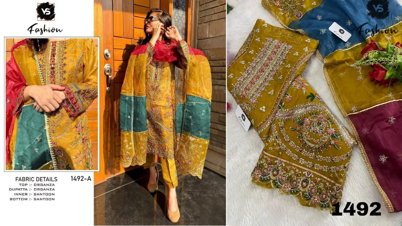 1492 Vs Fashion Organza Pakistani Salwar Suits
