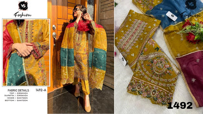 1492 Vs Fashion Organza Pakistani Salwar Suits
