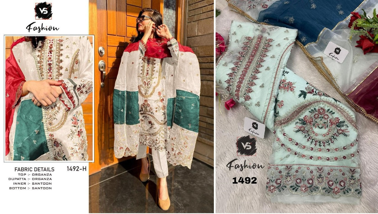 1492 Vs Fashion Organza Pakistani Salwar Suits