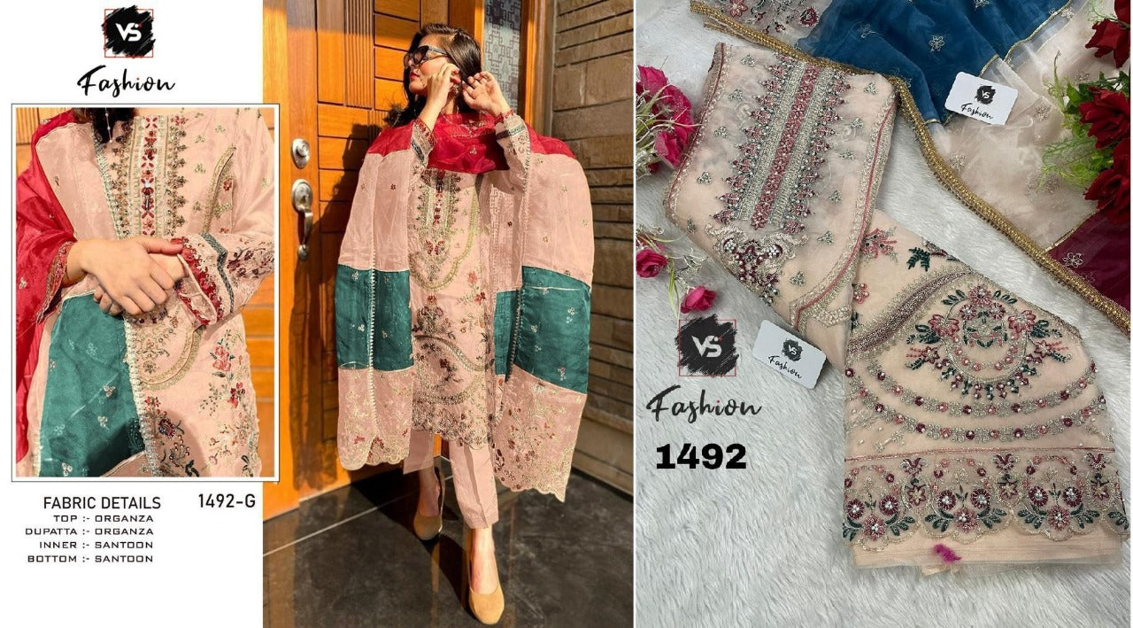 1492 Vs Fashion Organza Pakistani Salwar Suits