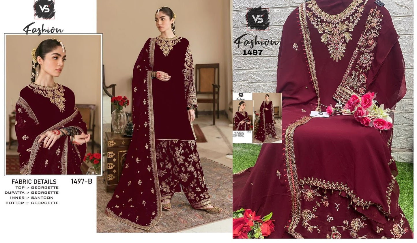 1497 Vs Fashion Georgette Pakistani Salwar Suits