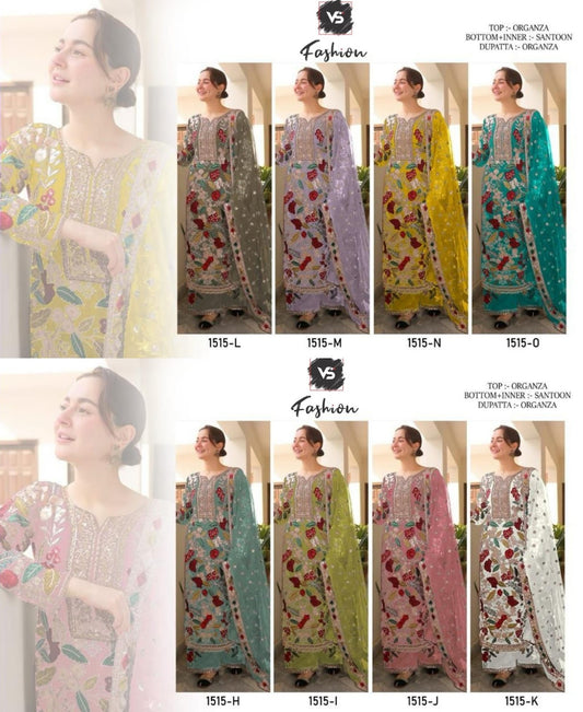 1515 Vs Fashion Organza Pakistani Salwar Suits