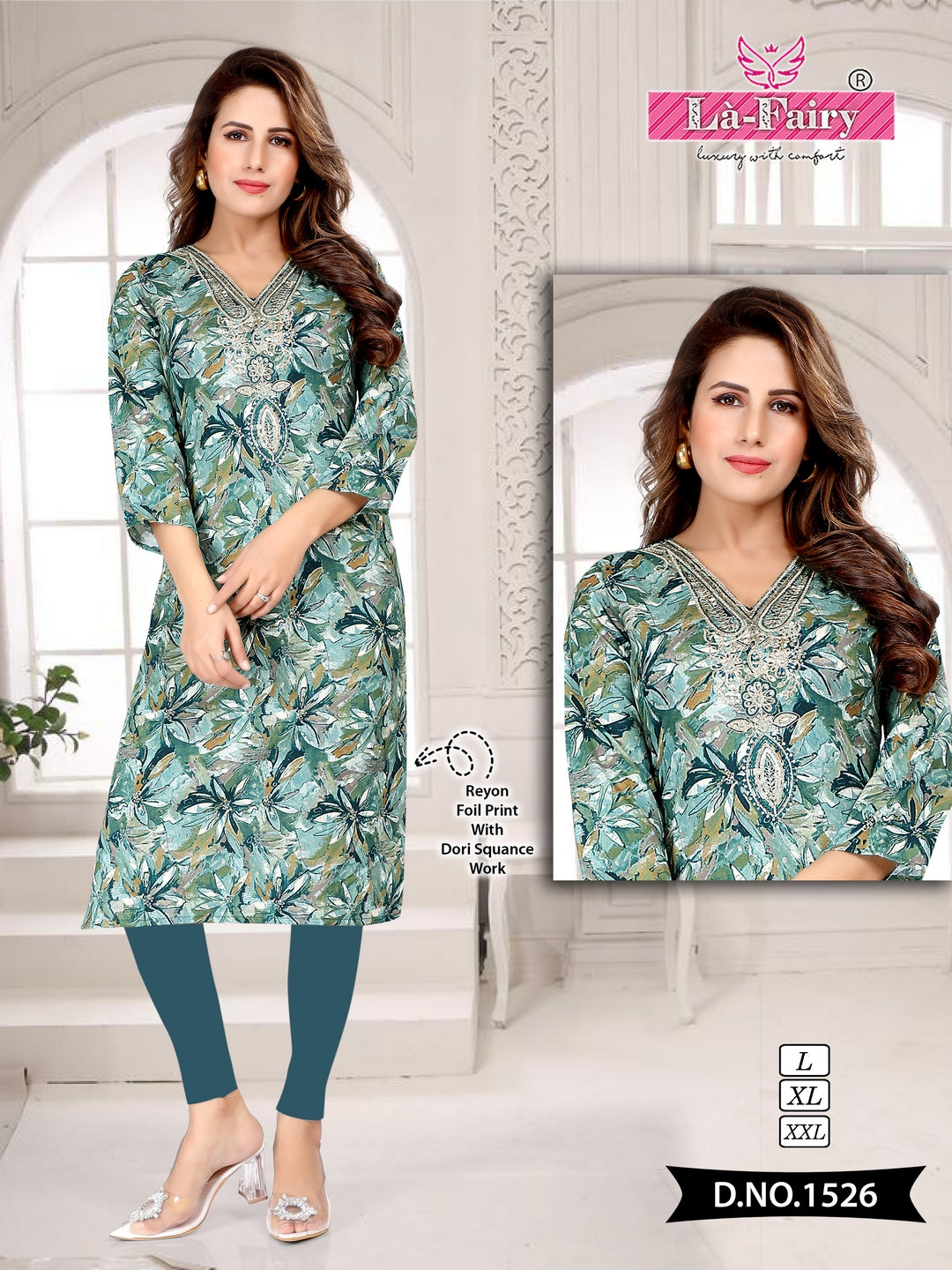 1518 To 1527 La Fairy Rayon Knee Length Kurtis