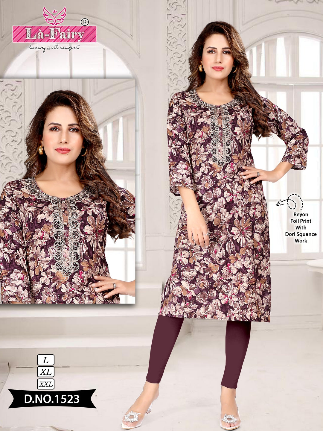 1518 To 1527 La Fairy Rayon Knee Length Kurtis