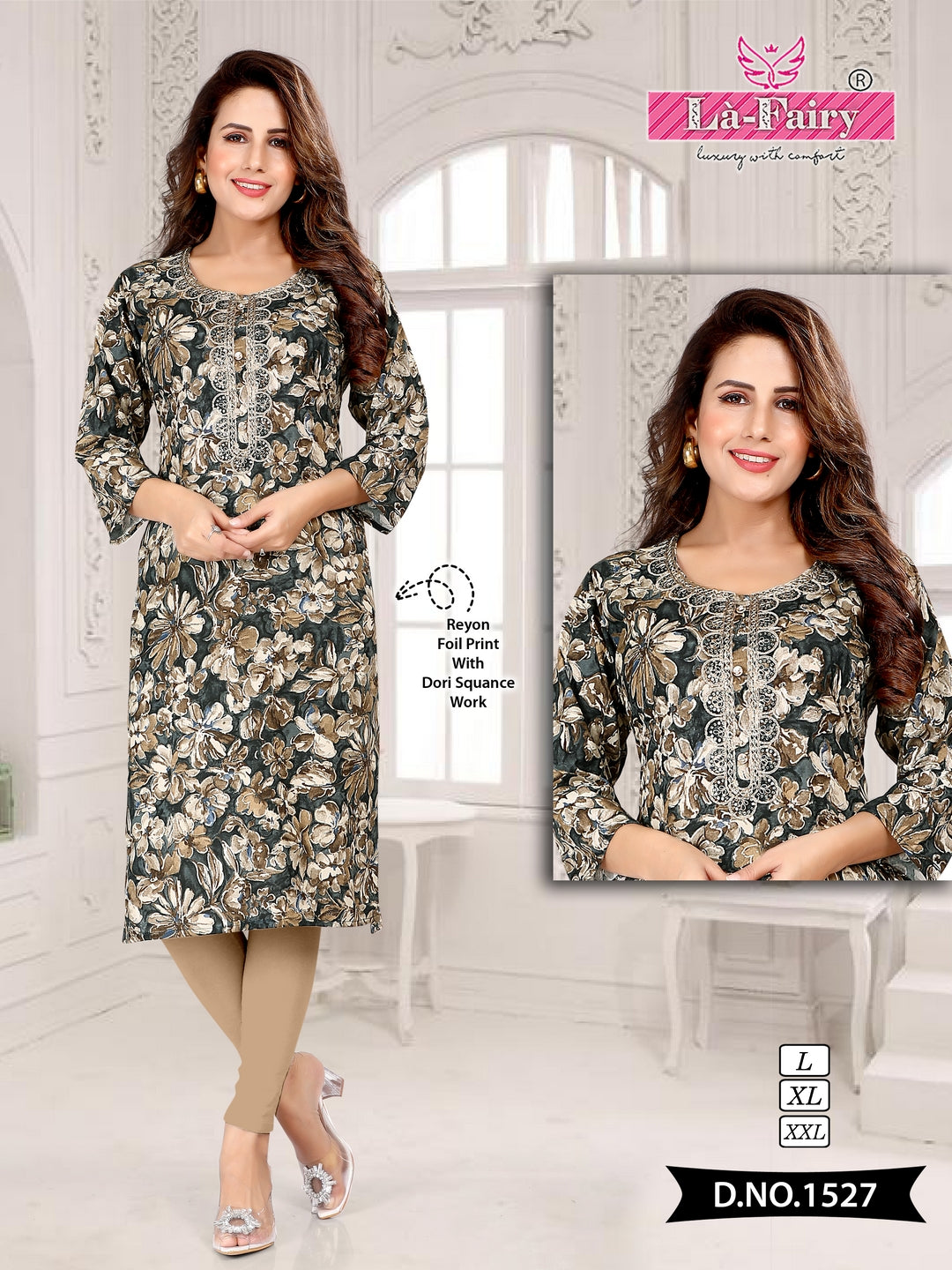 1518 To 1527 La Fairy Rayon Knee Length Kurtis