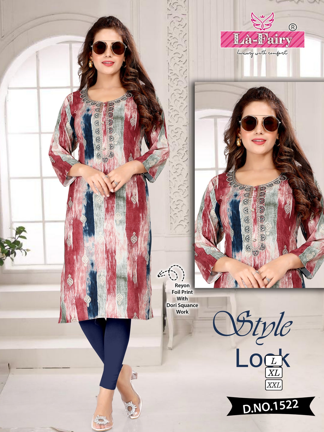 1518 To 1527 La Fairy Rayon Knee Length Kurtis