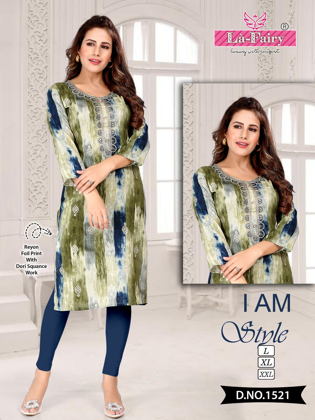1518 To 1527 La Fairy Rayon Knee Length Kurtis