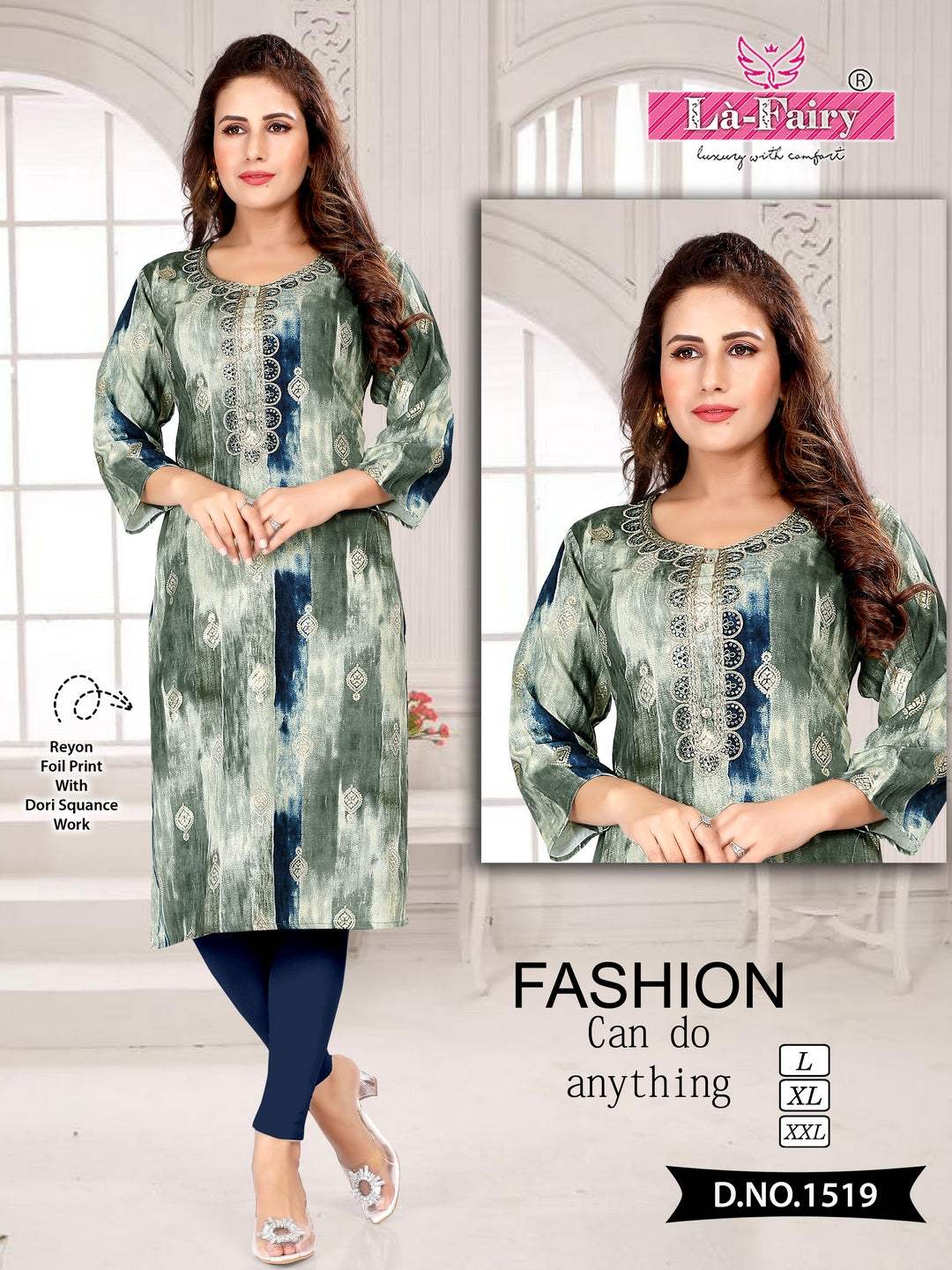 1518 To 1527 La Fairy Rayon Knee Length Kurtis