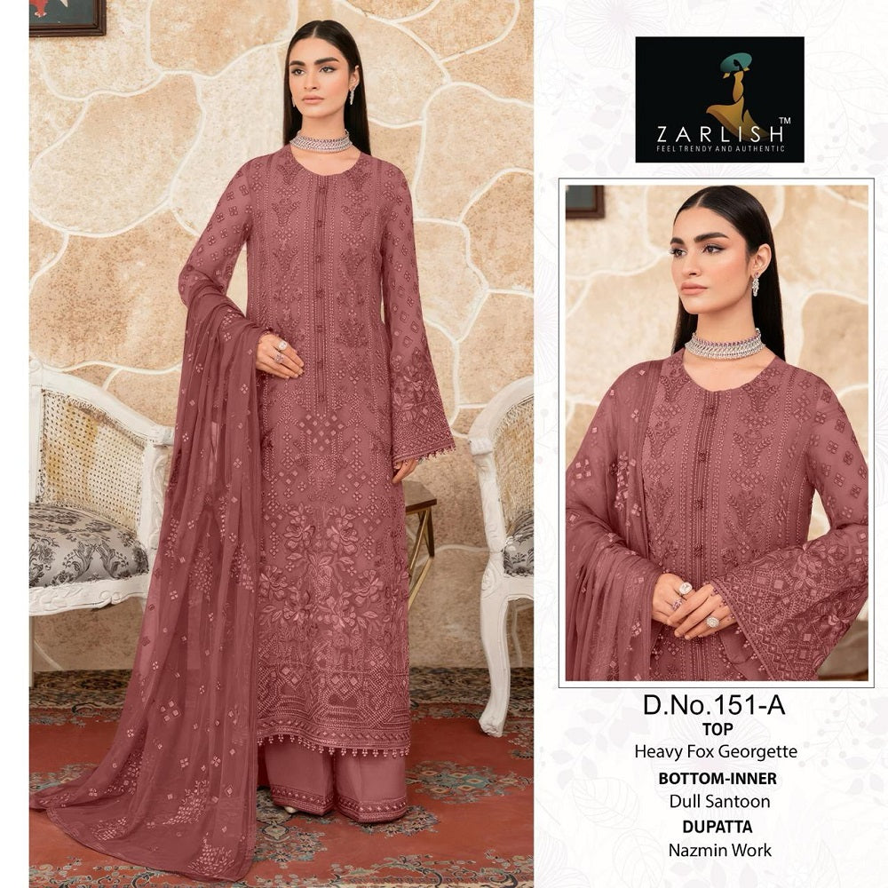 151 And 153 Zarlish Fox Georgette Pakistani Salwar Suits