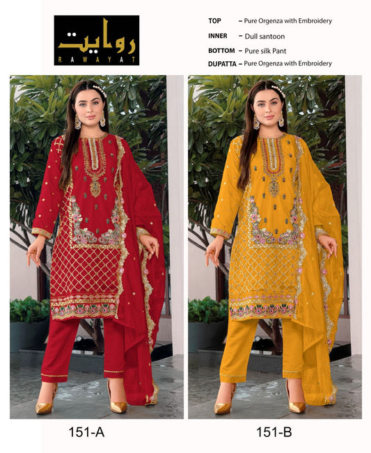 151 Rawayat Organza Pakistani Readymade Suits