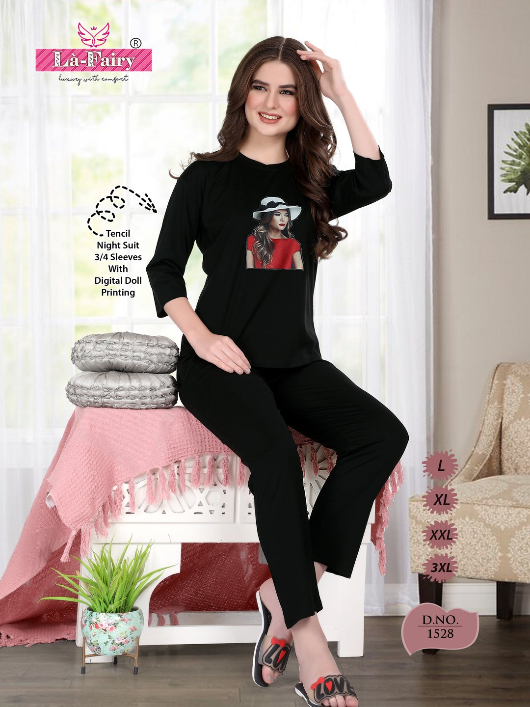 1528 La Fairy Tencil Pyjama Night Suits