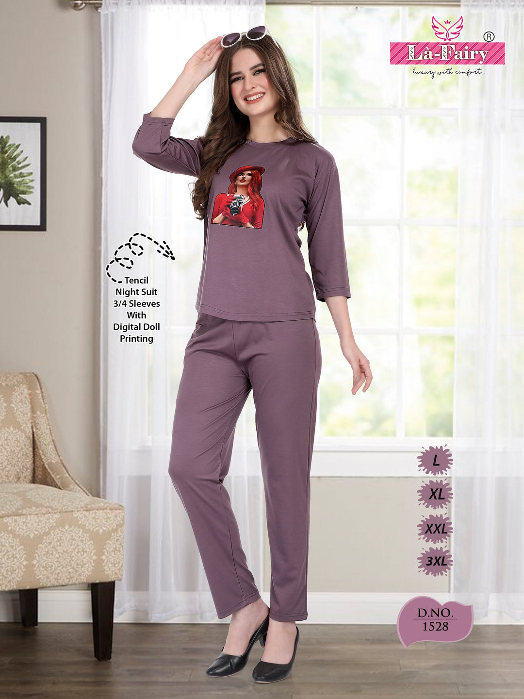 1528 La Fairy Tencil Pyjama Night Suits
