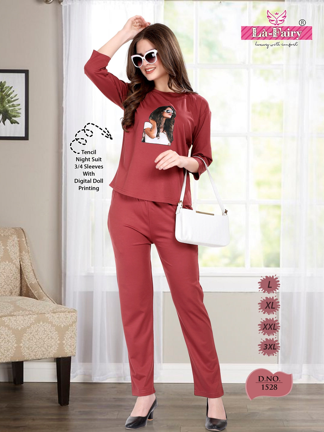 1528 La Fairy Tencil Pyjama Night Suits