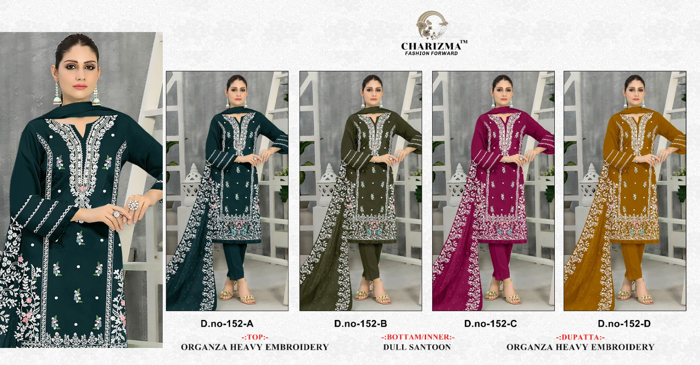 152 Charizma Designer Organza Pakistani Salwar Suits