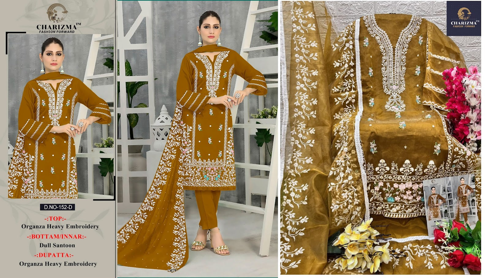 152 Charizma Designer Organza Pakistani Salwar Suits