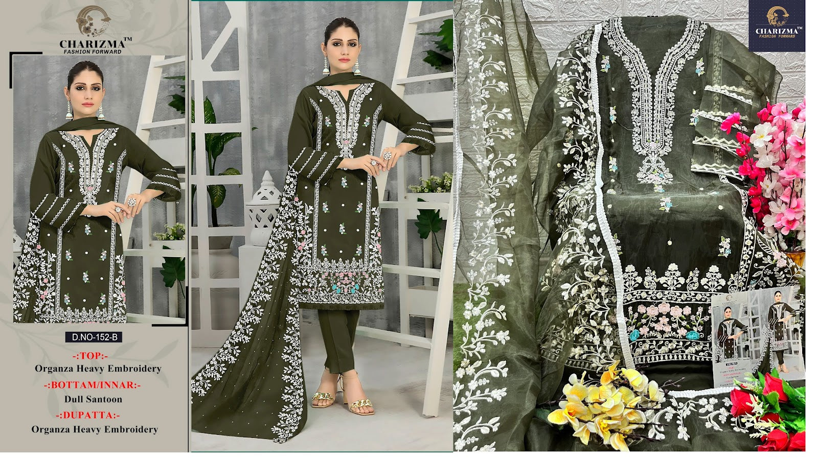 152 Charizma Designer Organza Pakistani Salwar Suits