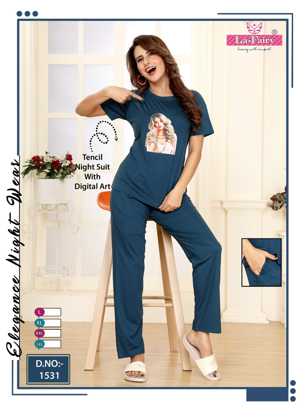 1531 La Fairy Tencil Pyjama Night Suits