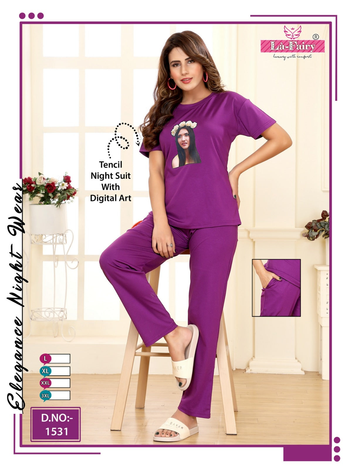 1531 La Fairy Tencil Pyjama Night Suits